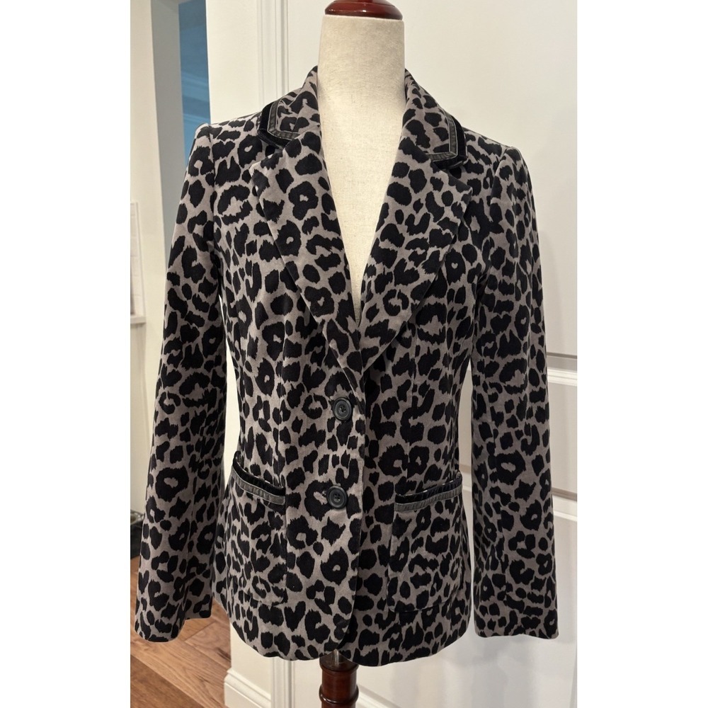 Boden Leopard Print Velvet Jacket US Size 6